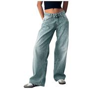 Jean Femme Taille Haute Jeans Skinny Noir Large - Baggy en Denim Élastique Modèle Confort avec Coupe Et Jambe Large, Poche Latérale Elastique Bootcut Droite Bleu foncé-2 XS