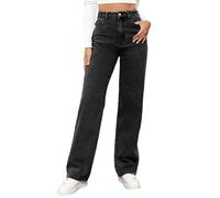 Jean Femme Taille Haute- Pantalon De Travail Droit Décontracté Palazzo Chic Et Élégants Classiques Simple Confortable Coupe Ample Passe-Partout Basique De Tous Les Jours Doux Pants