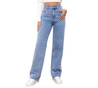 Jean Femme Taille Haute- Pantalon De Travail Droit Décontracté Palazzo Chic Et Élégants Classiques Simple Confortable Coupe Ample Passe-Partout Basique De Tous Les Jours Doux Pants
