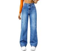 Jean Femme Tenue De Sport Large Souple Taille Elastique Pantalon Fluide Femme Été Haute Chic Et Elegant Droit Coton Lin Detente Tenue Ventes Flash du Jour Bleu M