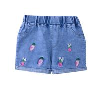 Jean Fille 11 Ans - Short D'Été en Denim pour Petites S Mignon avec Ceinture Élastique (White 4-5 Years)