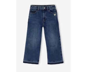 Jean fille large bas effiloché bleu foncé 7A