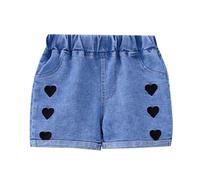 Jean Fille - Short D'Été en Denim pour Petites S Mignon avec Ceinture Élastique (Black 4-5 Years)