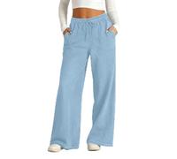 Jean Flare Femme,Jean Large Femme Taille Haute Elastique Pull on Pantalon en Denim avec Poches Stretch Baggy Jeans Boyfriend Jambe Droite Décontractés Mode pour Le Sports Jogging Vêtements