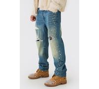 Jean flare large déchiré à ornements homme - bleu - 32R, bleu