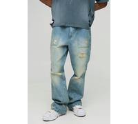 Jean flare large délavé à empiècements contrastants homme - bleu - 30R, bleu
