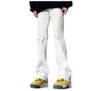 Jean Flare Taille Haute Femme - Pantalon Denim Femme Taille Elastique - avec Poches Et Bouton Pants Extensible Et Robuste Coupe Droite Coupe Ample Très Extensibles