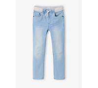 Jean garçon droit facile à enfiler denim effet molleton denim bleached 8A