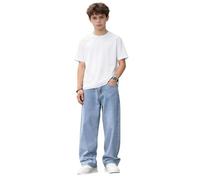 Jean Garcon Slim, Jean en Denim uni Classique pour garçon, Coupe Stretch Confortable, Pantalon décontracté avec Genoux renforcés, résistant pour Jouer et Aller à l'école au Quotidien.