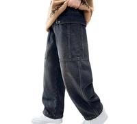 Jean Garcon Taille Elastique, Pantalon en jean décontracté pour garçon idéal pour froides Modèle à jambes droites avec poches résistant et tendanpour l'école et la vie quotidienne des enfants