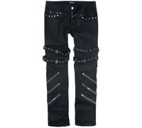 Jean Gothic de Gothicana by EMP - Jared - Jean Noir Avec Bouclesm Zips & Clous - W30L32 à W40L34 - pour Homme - noir W30L32