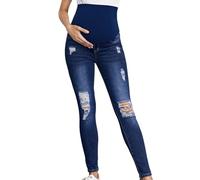 Jean Grossesse et Femme Enceinte, Coupe Slim Bandeau Haut Stretch et Confortable Jeans Enceinte Skinny Push up Fesse Pantalon de maternité Jegging Idèal Tout au Long de Votre Maternité