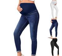 Jean Grossesse et Femme Enceinte Coupe Slim Bandeau Haut Stretch et Confortable Jeans Enceinte Skinny Push up Fesse Pantalon de maternité Jegging Idèal Tout au Long de Votre Maternité