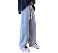 Jean hip-hop pour homme, coupe décontractée, coupe ample, jambe droite, jambe large, Bleu 1, 3XL