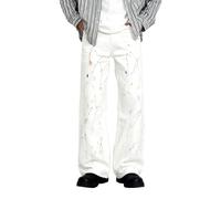 Jean Homme Jeans Homme pour Tous Les Jours Pantalon en Jean Streetwear Déchiré Motif Éclaboussure - Confort Maximal pour Usage Casual avec Esthétique Urbaine Affirmée