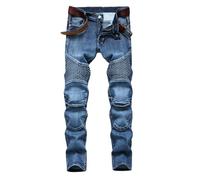 Jean Homme Jeans Homme Week-End/Voyage Jean Slim Renfort Genou Cyclisme - Coupe Ajustée Technique pour Cyclistes Urbains