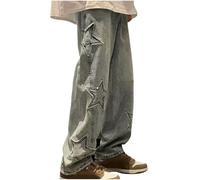 Jean Homme Large Baggy Pantalon de Jogging en Denim Sport Pants pour Hommes Cadeau Fete des Peres Leger Respirant Vetement Mode Pantalon Coupe Droite Jeans de Survêtement Soldes D'Été Pants