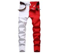 Jean Homme Large - Slim Décontracté À La Mode pour S Boutons -Poches Fermeture Éclair Droite (Watermelon Red 32)