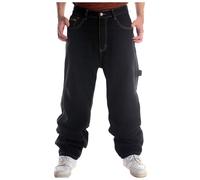 Jean Homme Regular - Pantalon de Skateboard Homme Jean Large Danse Urbaine Hip Hop Confortable Décontracté Style Streetwear