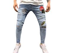 Jean Homme Slim, Jeans Homme Droit DéTresse Denim DéContracté Mode Long Pantalon Jean Trous ÉLéGant Confortable