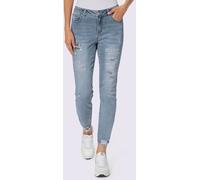 Jean inscription avec petites pierres brillantes fantaisie - Mandarin - bleu blanchi BLEU BLANCHI 36