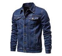 Jean Jacket Blouson Cowboy Denim Slim Rider Manteau Manches Longues Boutons Jean Jacket Manteau en jean de style vintage délavé classique Jean Denim Jacket Manche Longue Manteau Slim Fit Veste Denim