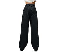 Jean Large Ado Fille Pantalon Droit Fluide Enfants Filles Pantalon en Denim Confortable Baggy Pantalons Large à Jambe Droite Casual Sport Streetwear Jeans de Jazz Danse Enfant 8-14 ans