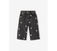 Jean large bébé fille petits coeurs brodés denim gris 36M(97CM)