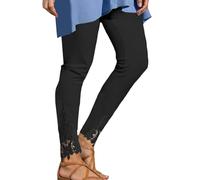 Jean Large Court Femme Pantalons Polaire Fitness Patte Paillette Classe Resille Homewear Ethnique Joy Trois Complet Côté W28 Brun Boutons Coupé Fourrure Minceur