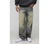 Jean large en denim à taches de peinture homme - vert - 36R, vert