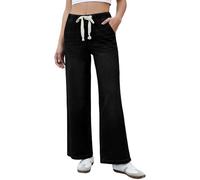 Jean Large Femme Taille Haute Elastique Pull on Pantalon en Denim avec Poches Stretch Slim Jambe Droite Décontractés Baggy Mode pour Le Yoga Fitness Sports Jogging