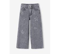 Jean large fille étoiles denim gris 8A