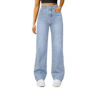 Jean large pour femme - Taille haute - Pantalon baggy en denim léger et ajusté - Pantalon droit avec poches - Pantalon de détente ample et extensible - Pantalon classique en jean Plazzo, Bu2., 3XL