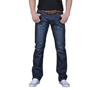 Jean large pour homme, extensible, décontracté, coupe décontractée, avec fermeture éclair, vintage, délavé, style hip-hop, streetwear, bleu, 46 FR