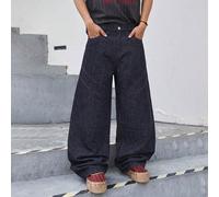 Jean large pour hommes avec poches et boutons, décontracté, polyvalent, pour le quotidien et les voyages L,M,S,XL,XS,XXLUnicoloreJean