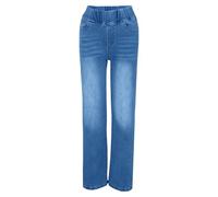 Jean large taille haute élastique pour femme - Contrôle du ventre - Pantalon en jean extensible ample et évasé - Pantalon boyfriend Y2K - Jambe droite avec poches - Streetwear, bleu ciel, L