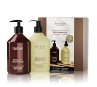 Jean & Len Ceremony Bergamota y Cedro, con Hand & Body Cleanser y Hand & Body Balm, estuche de regalo de alta calidad, fragancia cítrica-agria, embalaje certificado FSC, set de regalo, 2 x 500 ml