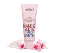Jean & Len Crème de douche douce à la fleur d'amande et au lait de riz, pour peaux sèches et sensibles, parfum doux et délicat, sans parabène ni silicone, gel douche végétalien, 250 ml