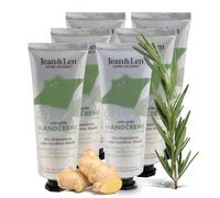 Jean & Len Crème mains trop bien Rosemary & Ginger, vegan, 6 x 75 ml | À l'urée, soin des mains pour mains sèches & gercées, hydrate & soigne intensément, sans parabènes ni silicones