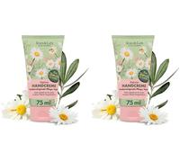 Jean & Len Crème pour les mains Camomille & Huile d'olive, formule de soin vegan à l'extrait de fleurs de camomille bio et à l'huile d'olive, pénètre rapidement, sans parabènes ni silicones, 75 ml