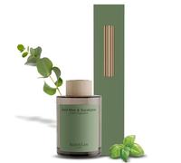 Jean & Len Diffuseur Basil Mint & Eucalyptus, parfum d’ambiance avec bâtonnets de rotin, 6 sem. de parfum frais, végan, 100 ml