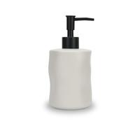 Jean & Len Distributeur de savon en faïence, aspect mat et toucher doux, grande contenance de 400 ml, idéal pour le savon liquide dans la salle de bain, design minimaliste, en céramique, 8,4 x 18 cm