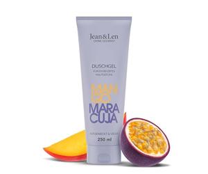 Jean & Len Gel douche Mangue & Fruit de la passion, pH idéal pour la peau, douche vivifiante, enrichi d'extraits de mangue et de fruit de la passion, végétalien, sans parabènes ni silicones, 250 ml