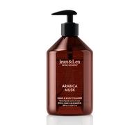 Jean & Len Hand & Body Cleanser Arabica & Musk, pour une expérience nettoyante parfumée, savon pour le corps et les mains dans un flacon haut de gamme, parfum aromatique, vegan, 500 ml