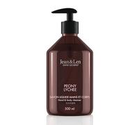 Jean & Len Hand & Body Cleanser Peony & Lychee, pour une expérience de nettoyage parfumée, savon pour le corps et les mains dans un flacon de qualité, parfum floral séduisant,500 ml