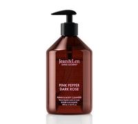 Jean & Len Nettoyant pour les mains et le corps Pink Pepper & Dark Rose, pour une expérience de nettoyage parfumée, savon pour le corps et les mains dans une bouteille de qualité supérieure, parfum