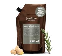 Jean & Len Savon Liquide pour les Mains au Romarin & au Gingembre, Livré dans une Recharge, Nettoie et Prend soin de la peau, Parfum Frais et Épicé, sans Silicones, Parabènes et Microplastiques, 1,5 L