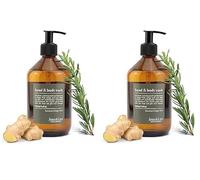 Jean & Len Savon pour les mains et la douche Rosemary et Ginger, nettoie et soigne la peau, Parfum frais et épicé, Savon liquide sans silicone, parabène & microplastique, Bouteille en verre 500 ml