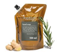 Jean & Len Savon pour les mains Rosemary & Ginger, nettoie les mains abîmées, pour une utilisation quotidienne, savon liquide en recharge, sans parabènes, silicones & microplastiques, 500 ml