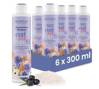 Jean & Len Shampooing Boucles de Rêve à l’eau de riz & baies d’açaï, pour cheveux bouclés & ondulés, donne souplesse & volume, parfum fruité, sans silicones ni parabènes, vegan, 6 x 300 ml